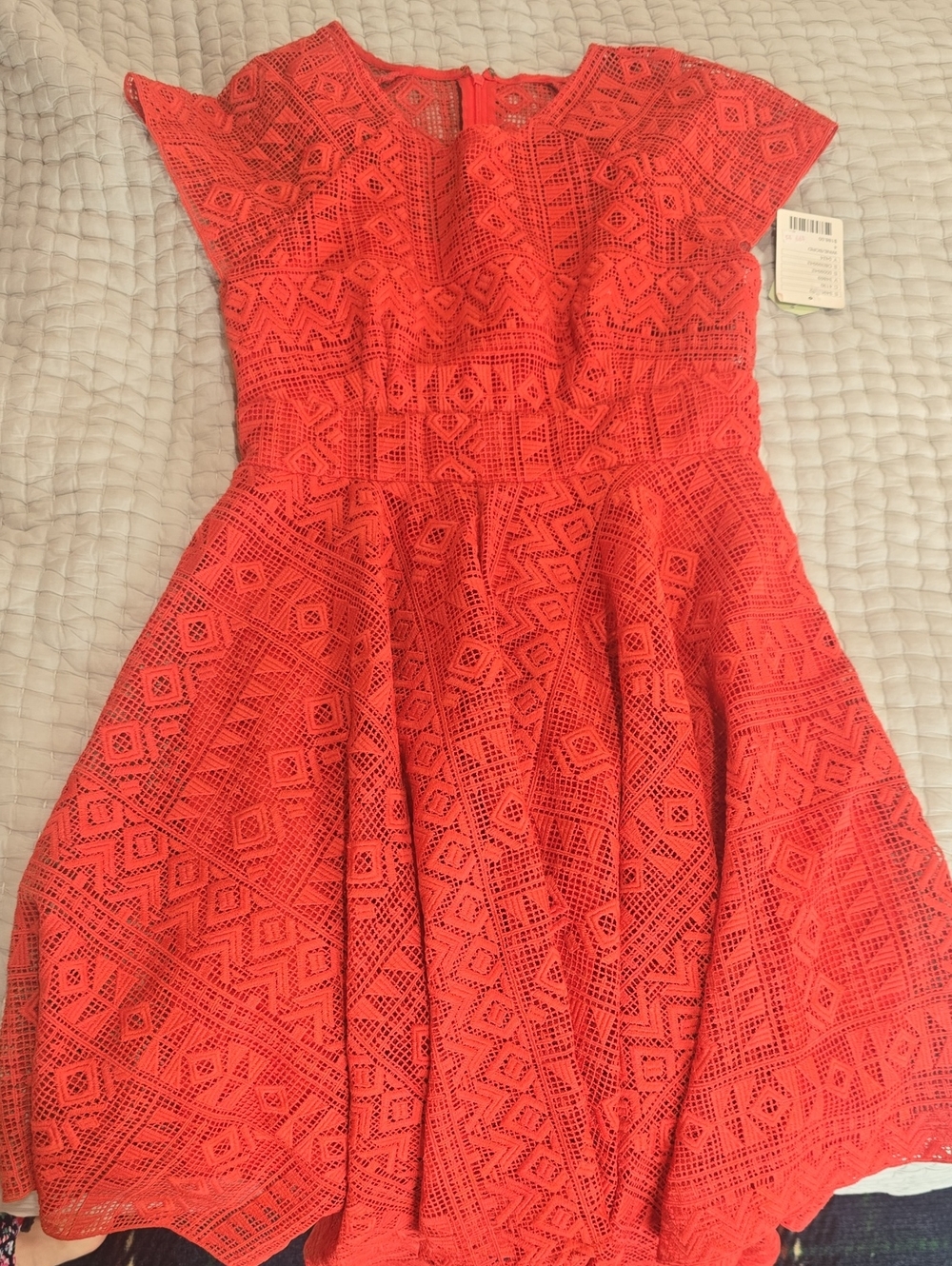 Maeve Coral Red Lace Fit & Flare Dress